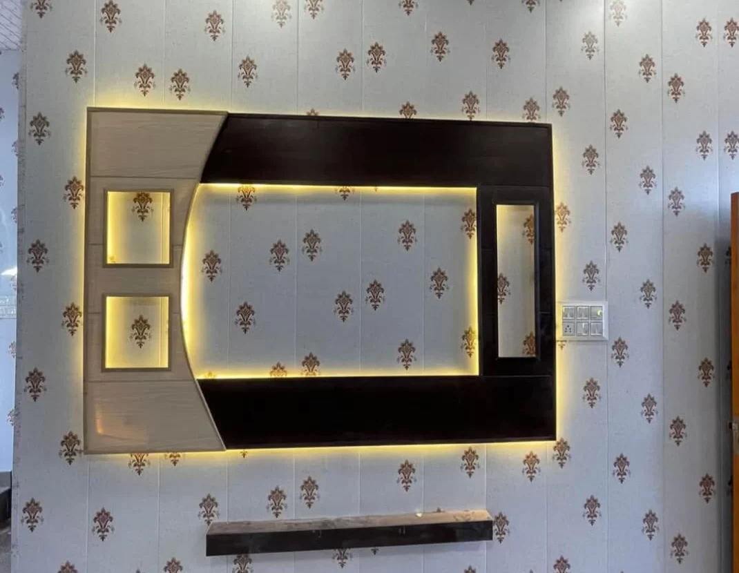 tv panel design with LED lighting wall panel
