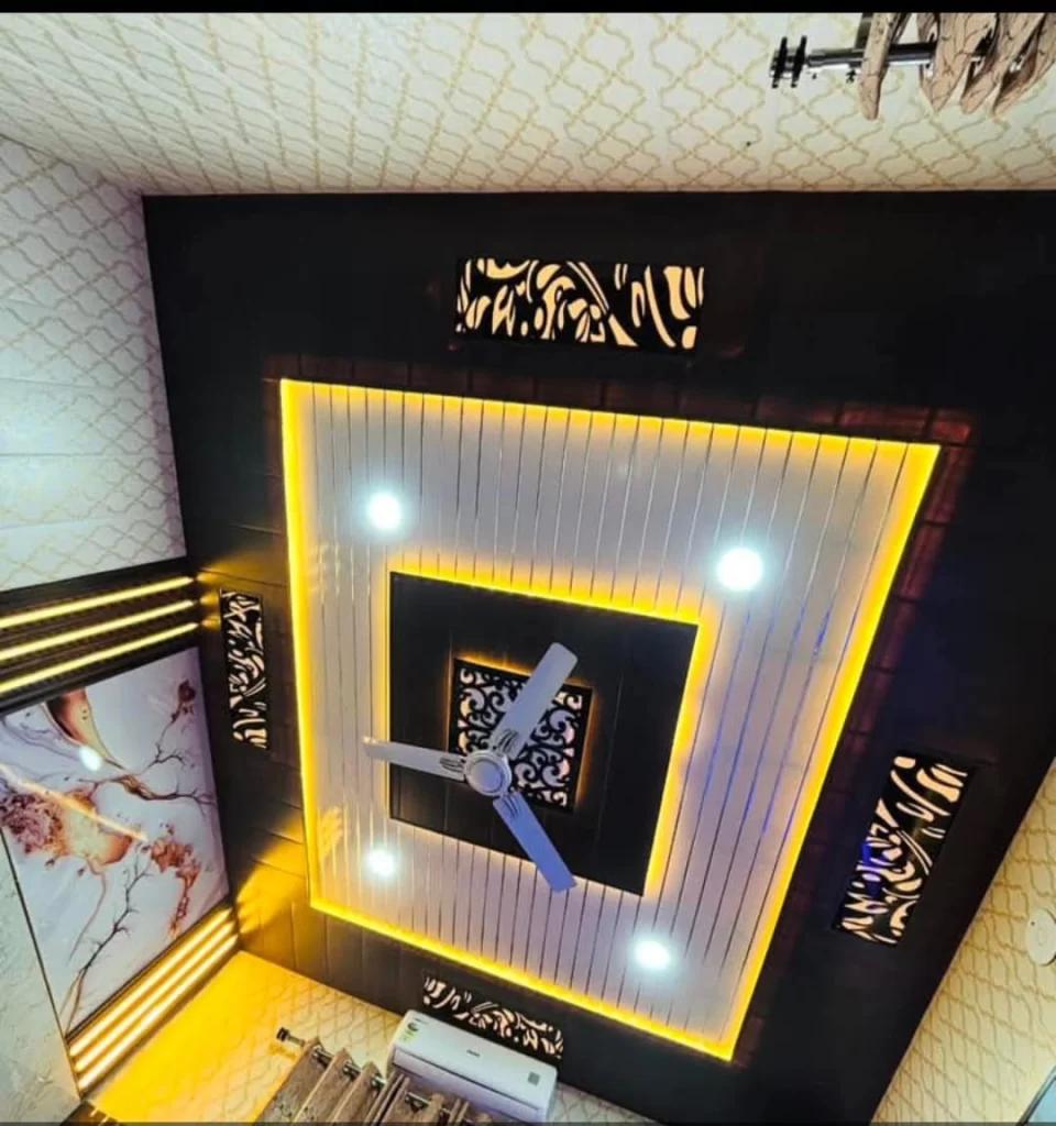 bedroom interior transformation with false ceiling design