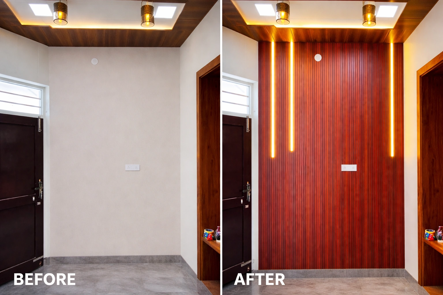 living room feature wall design with paneling transformation