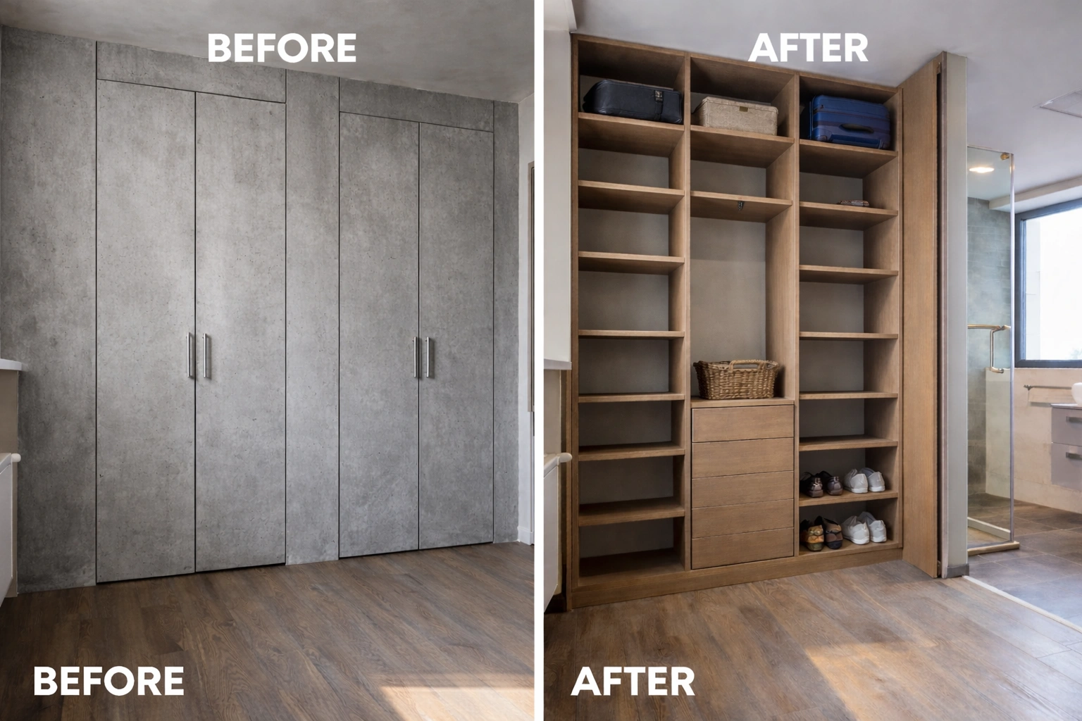 wardrobe storage design before after modern closet solution
