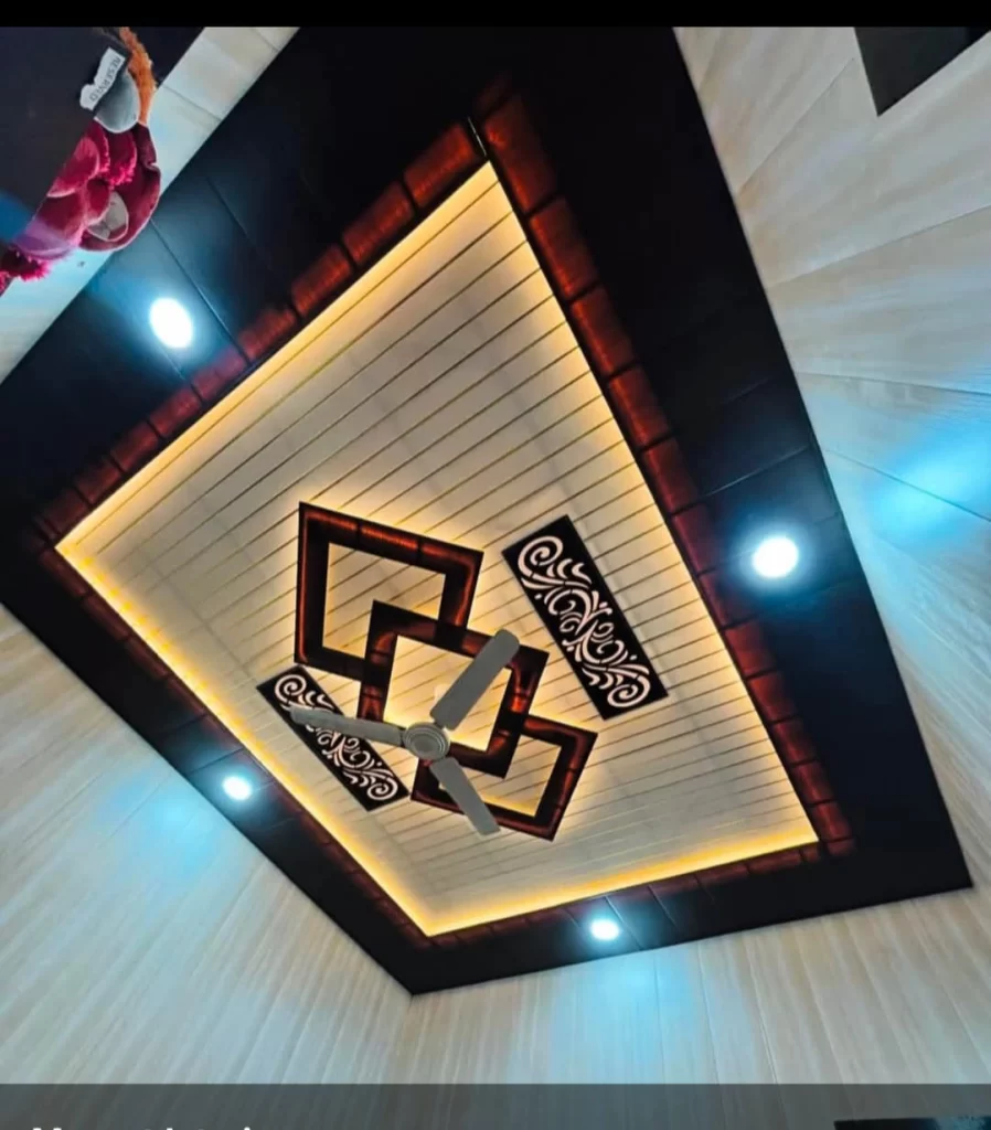 modern false ceiling with LED lighting